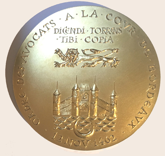 La médaille du Barreau de Bordeaux(détail)